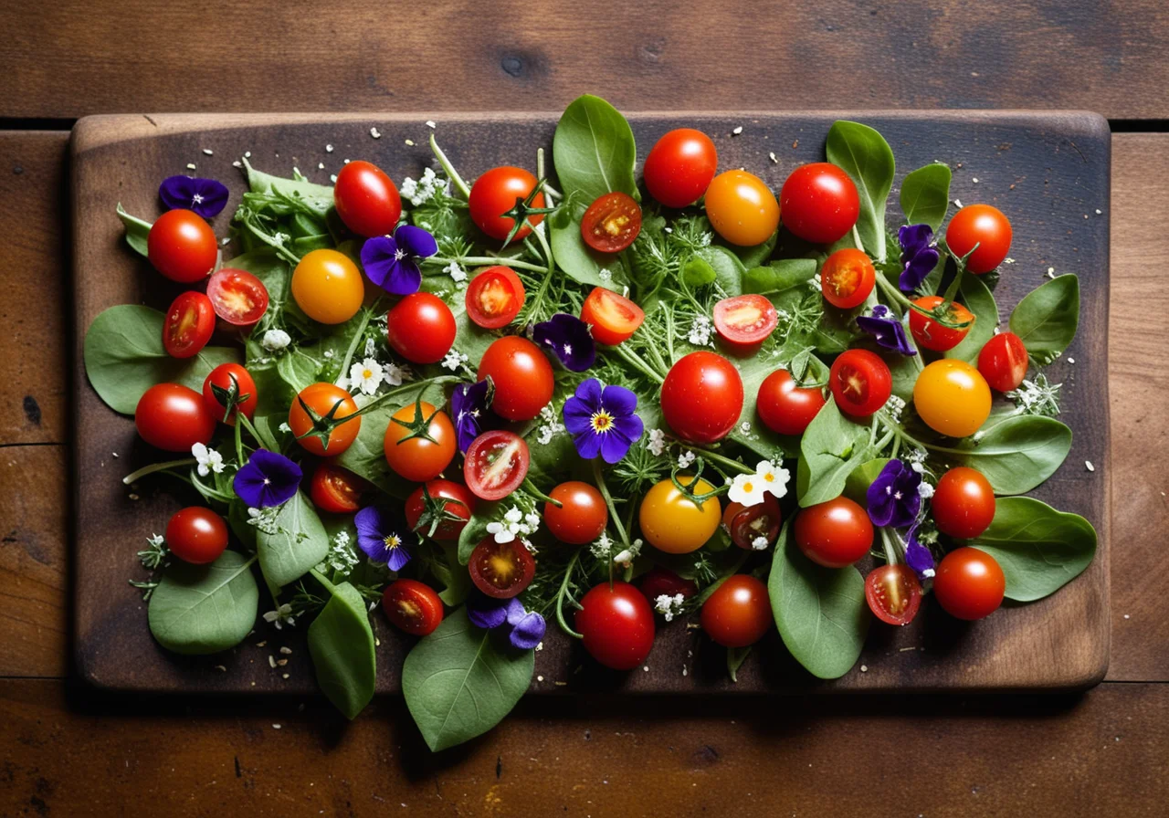 Salad with Edible Flowers