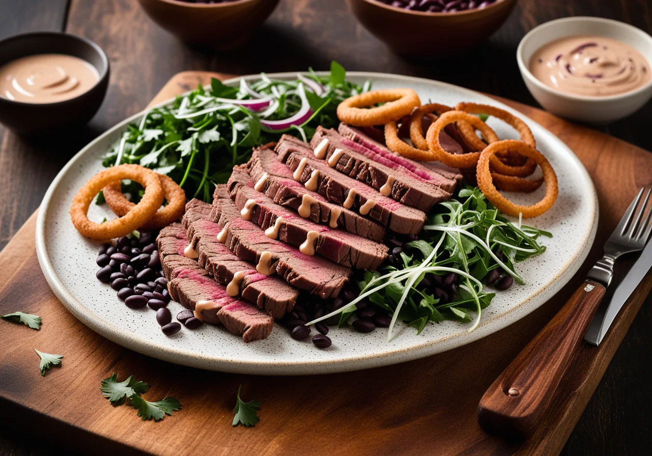 Flank Steak, Black Beans, Chipotle Mayo
