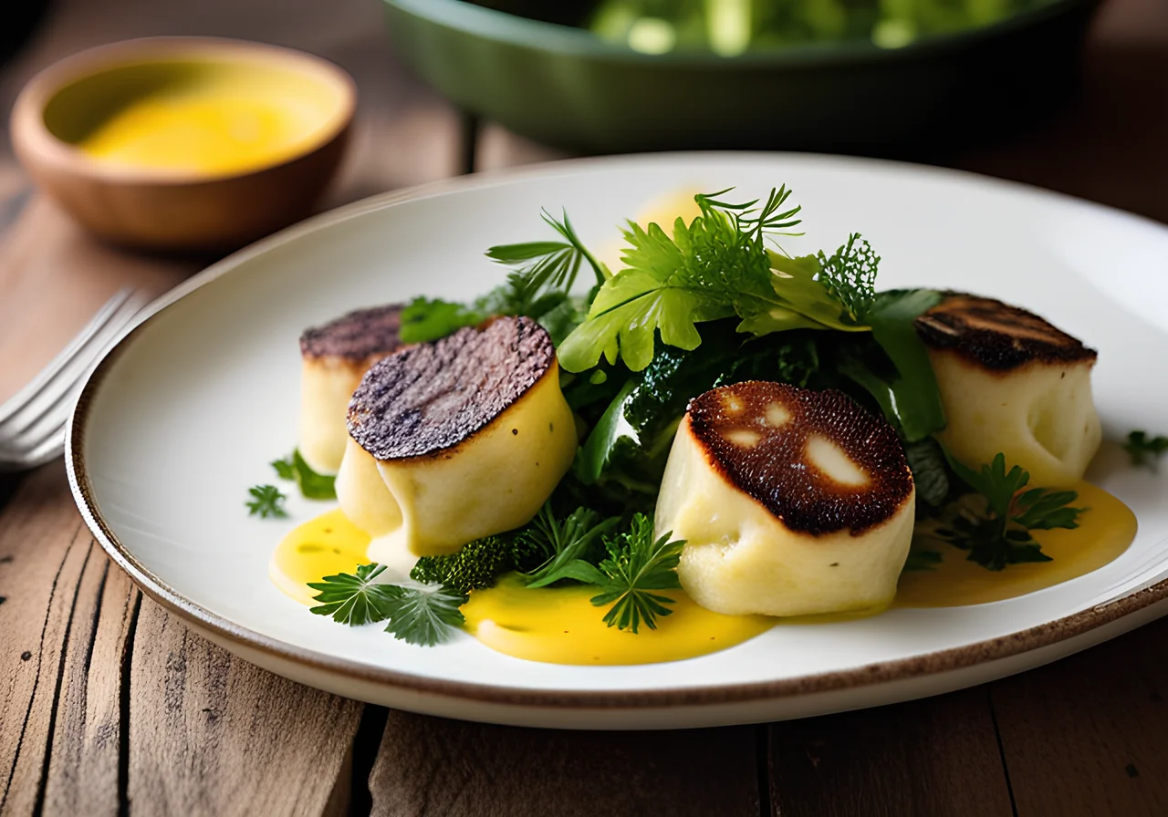Polenta Dumplings on Savoy Cabbage