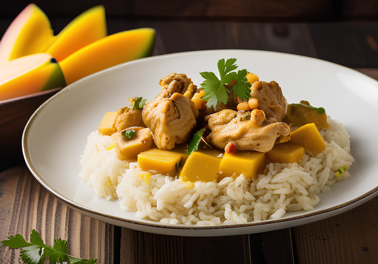 Chicken Cauliflower Korma with Mango Rice and Coriander