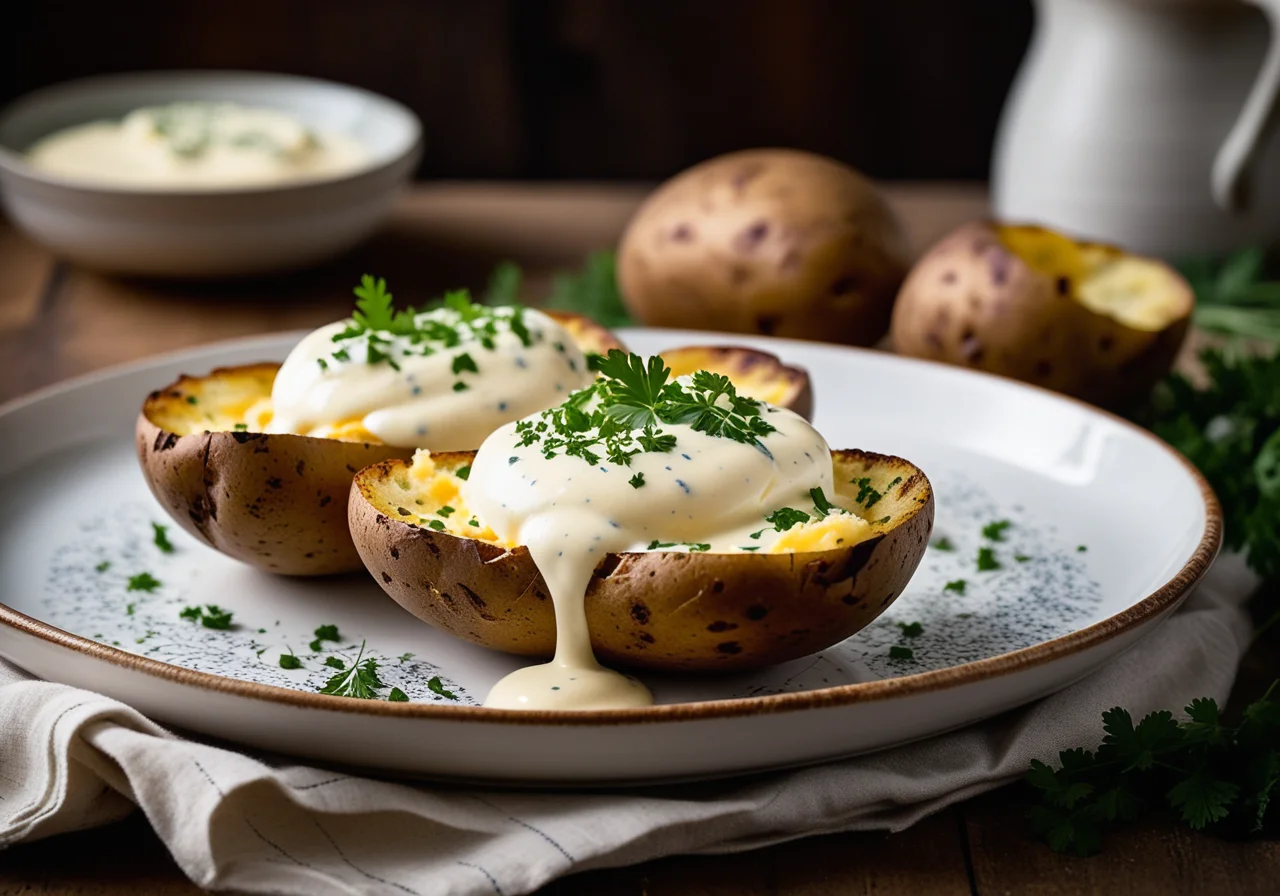 Baked Potatoes with Spicy Cheese Filling