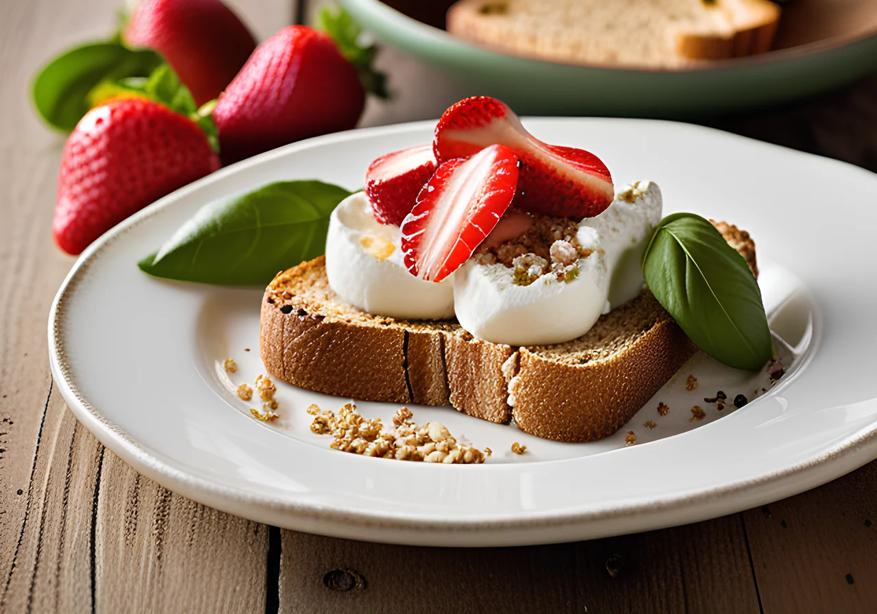 Strawberry Toast with Goat Cream Cheese