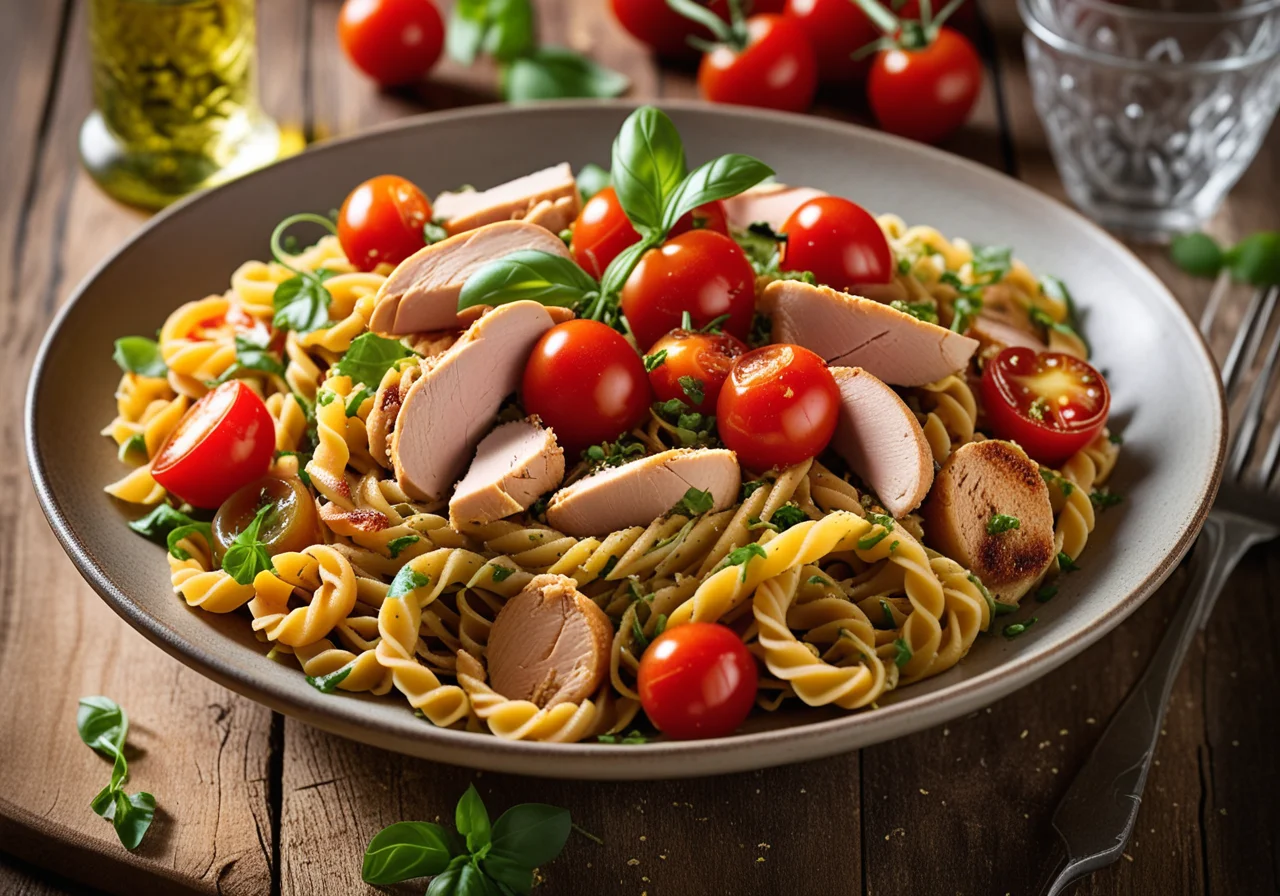 Chicken with Herbs, Tomatoes and Pasta