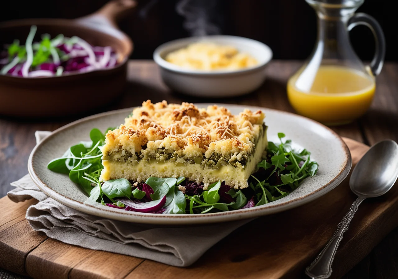 Zucchini Casserole with Leafy Salad