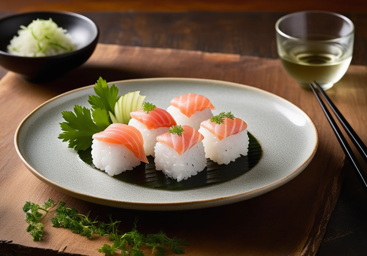 Nigiri with Pikeperch and Celery