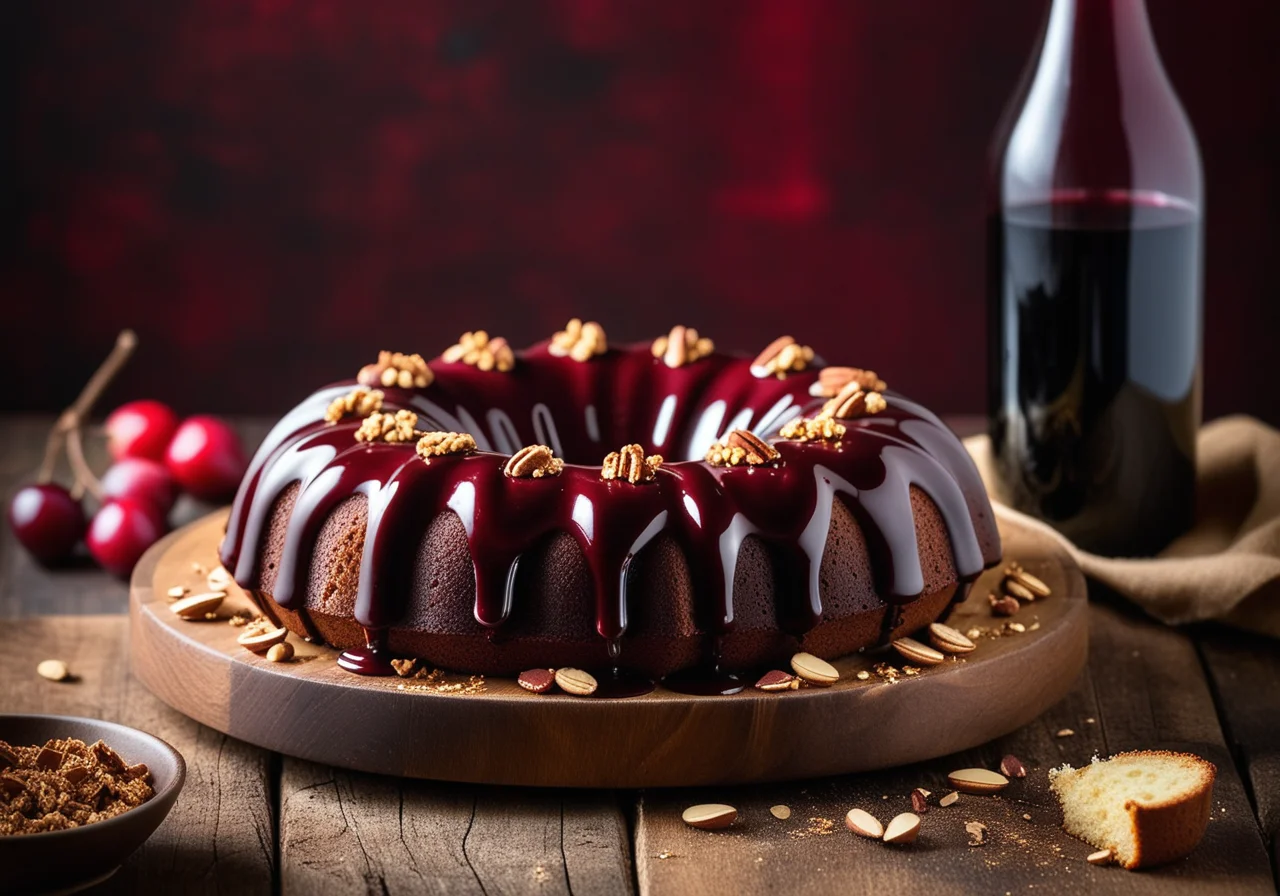 Red Wine Cake with Glaze