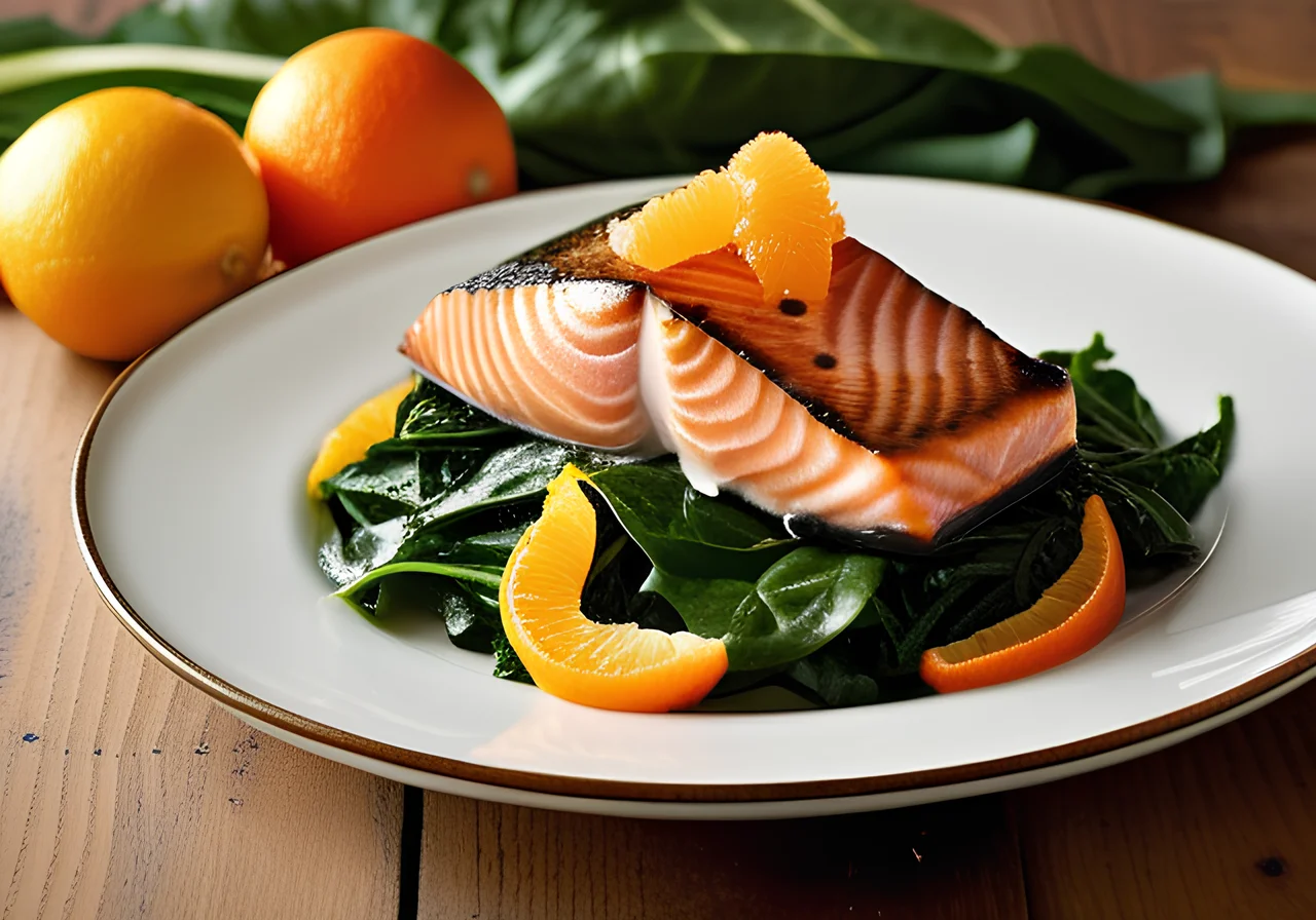 Salmon on Swiss Chard