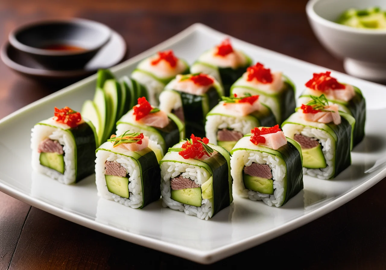 Inside-Out Sushi Rolls with Avocado and Tuna