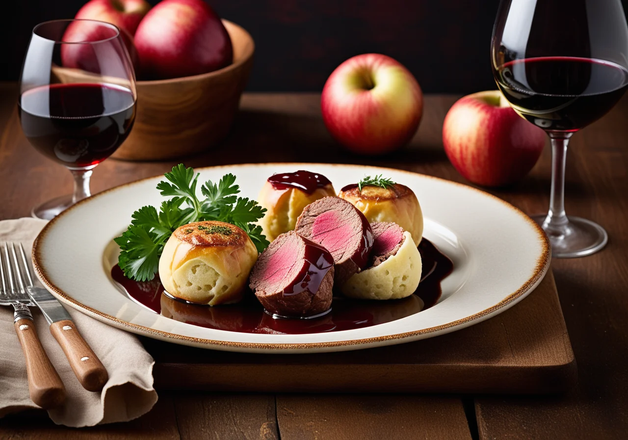 Beef roulade with paper roll dumplings