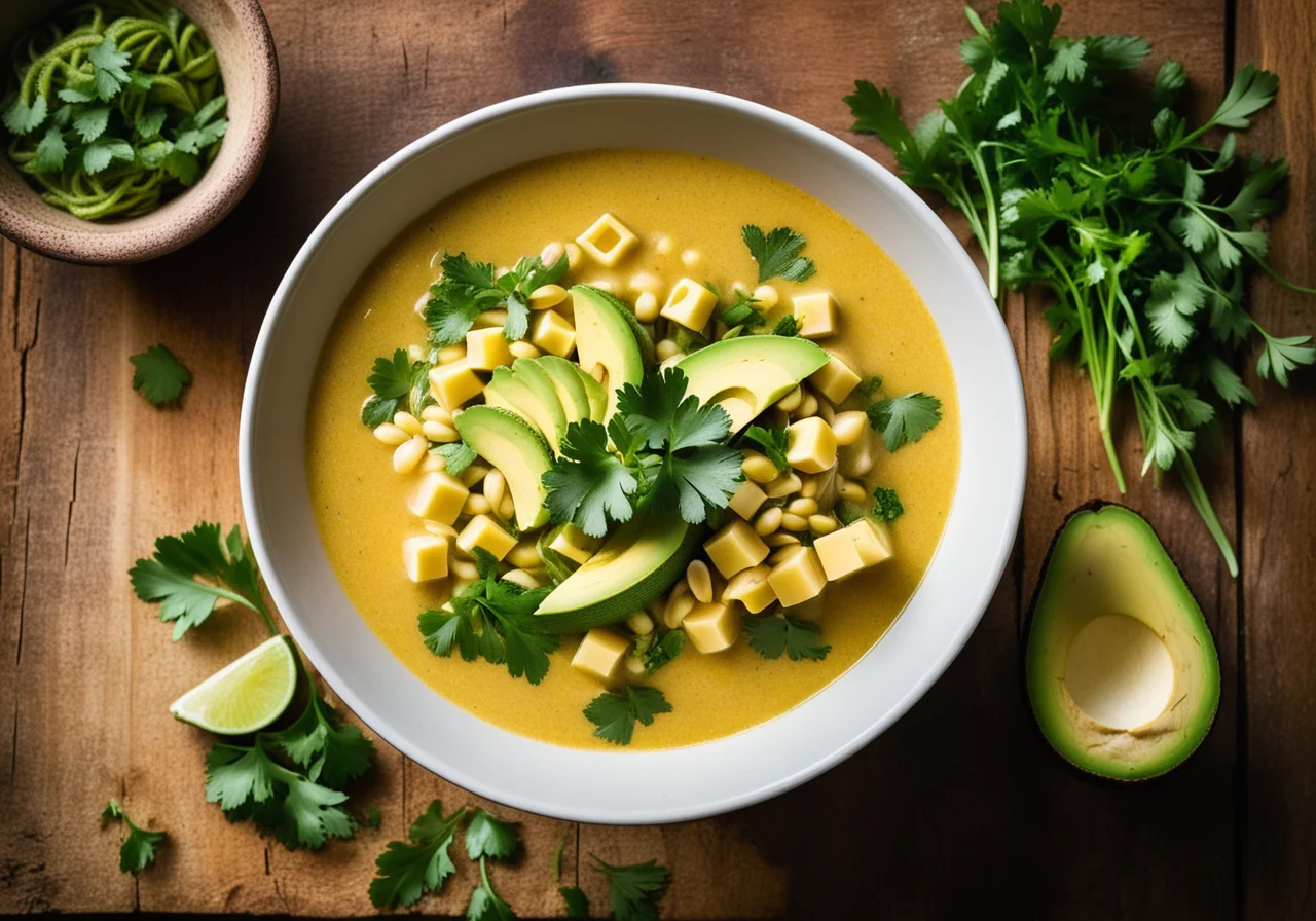 Mexican Soup with Corn and Avocado