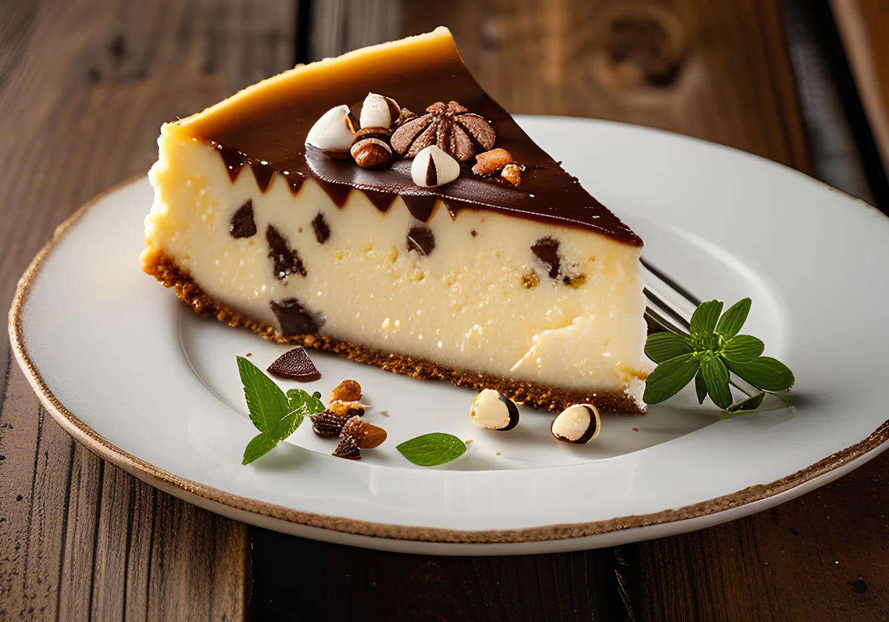 Stracciatella Cheesecake with Macadamia Nuts