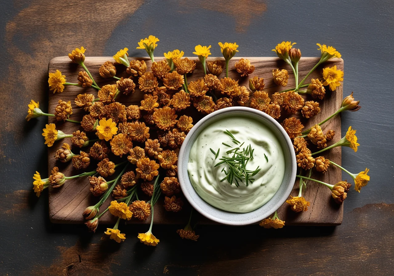 Fried Wildflower Buds with Herb Quark