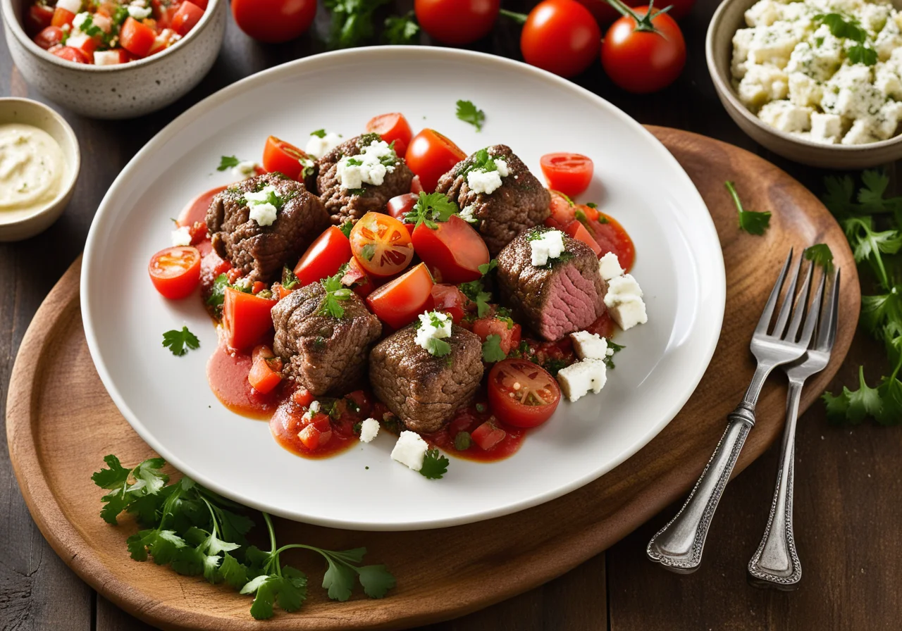 Ground Meat Rolls and Steaks with Sheep Cheese