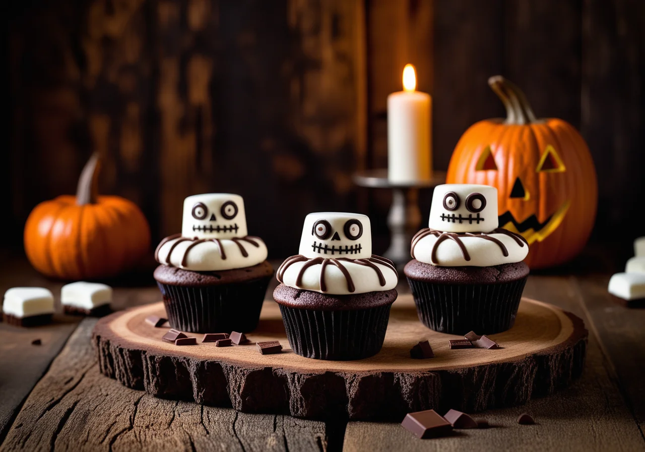 Halloween Cupcakes (Mummies and Frankenstein)