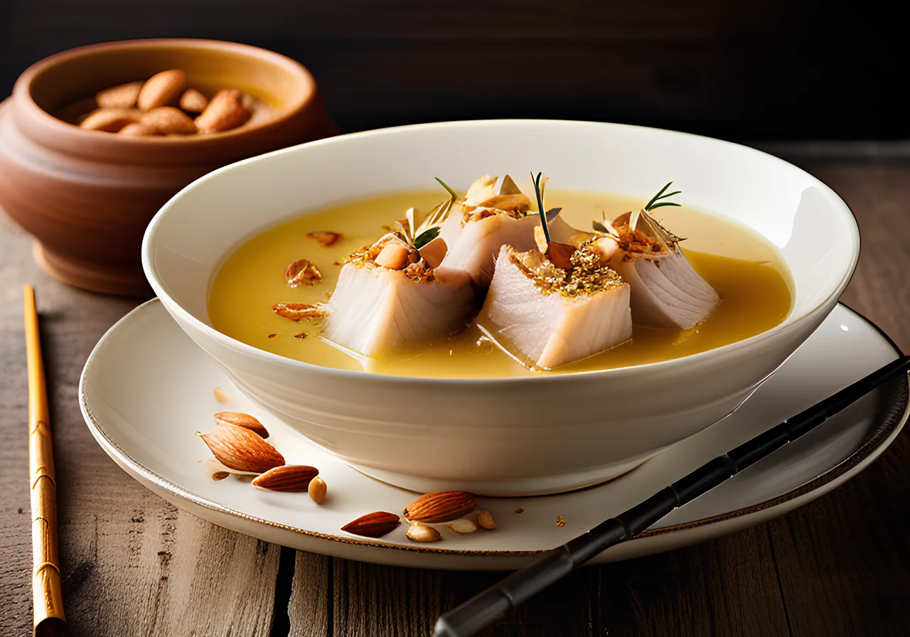 Garlic Soup with Red Bream Fillets