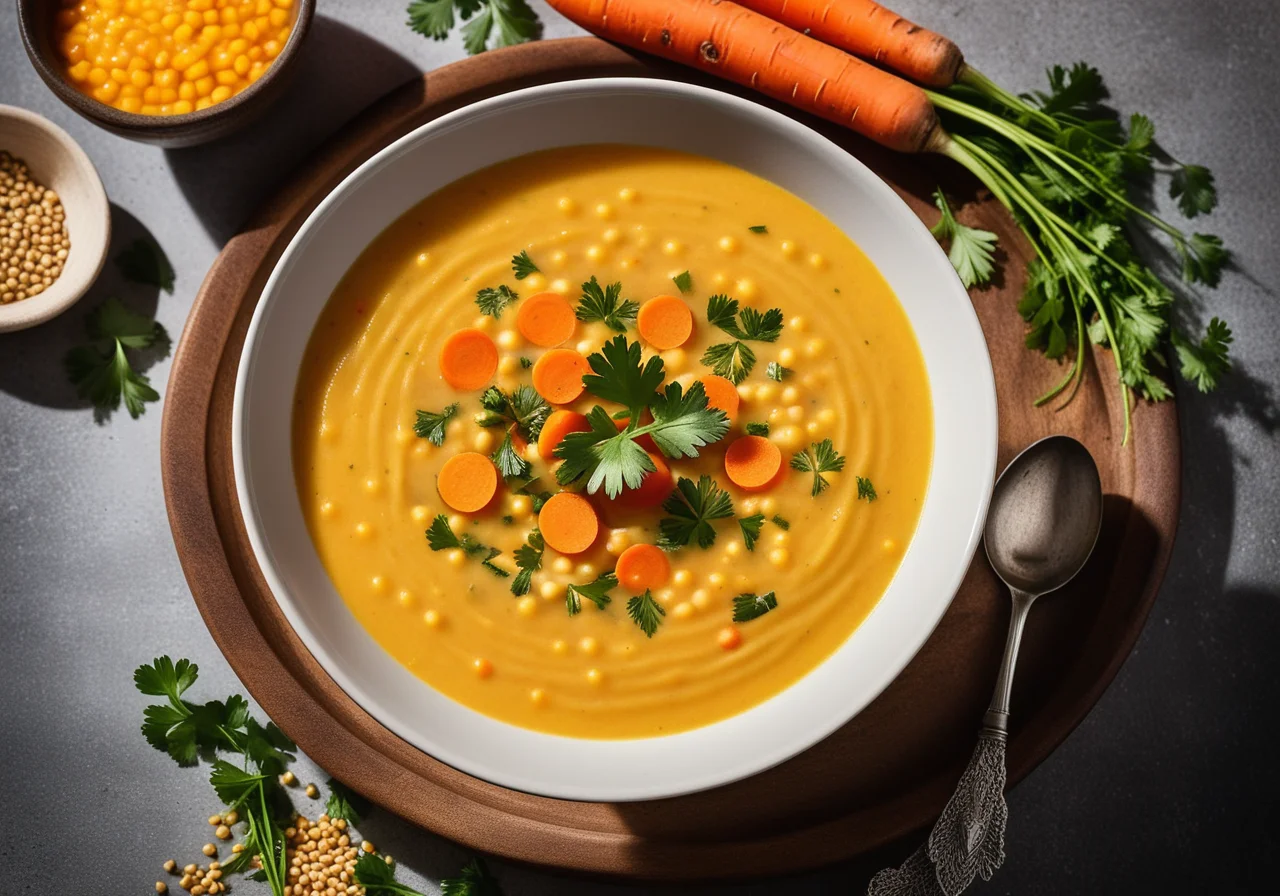 Yellow Lentil Soup with Carrots and Coriander