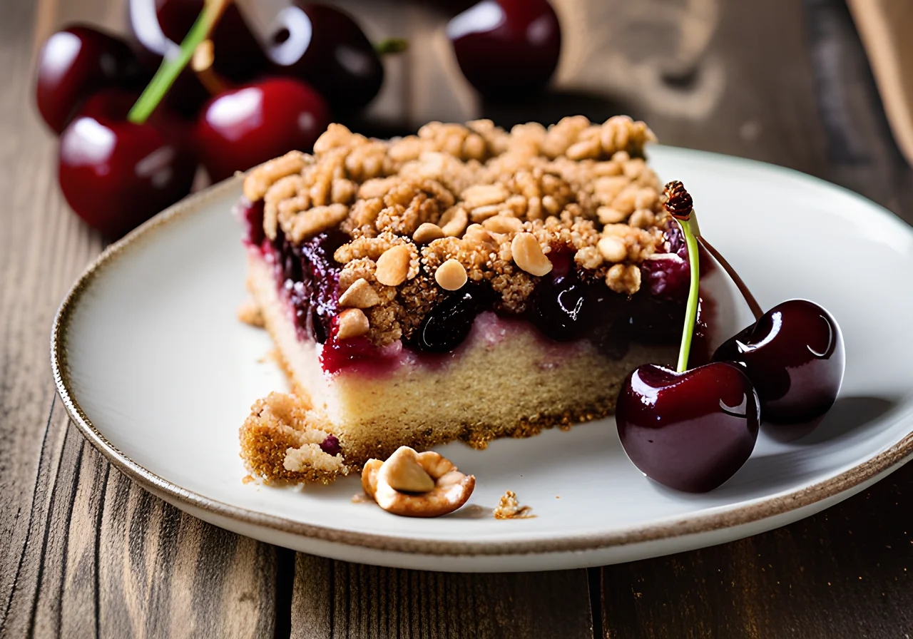 Cherry Crumble Cake with Cashews