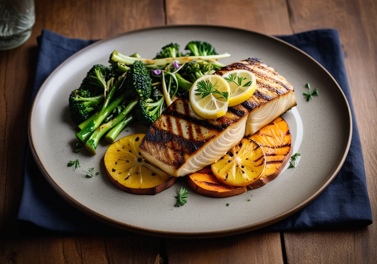 Fish Fillet with Sweet Potatoes and Broccoli