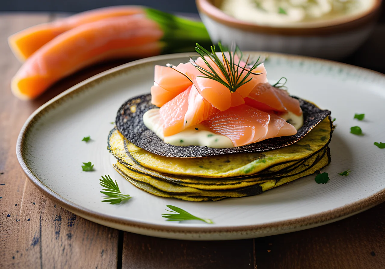 Zucchini Tortilla with Smoked Salmon and Horseradish