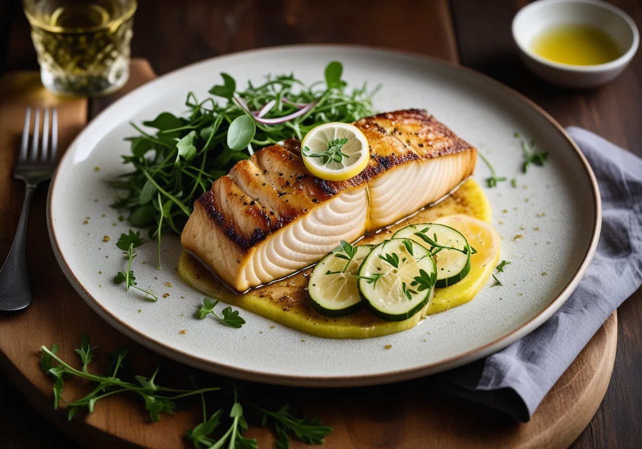 Carp on Zucchini Vegetable