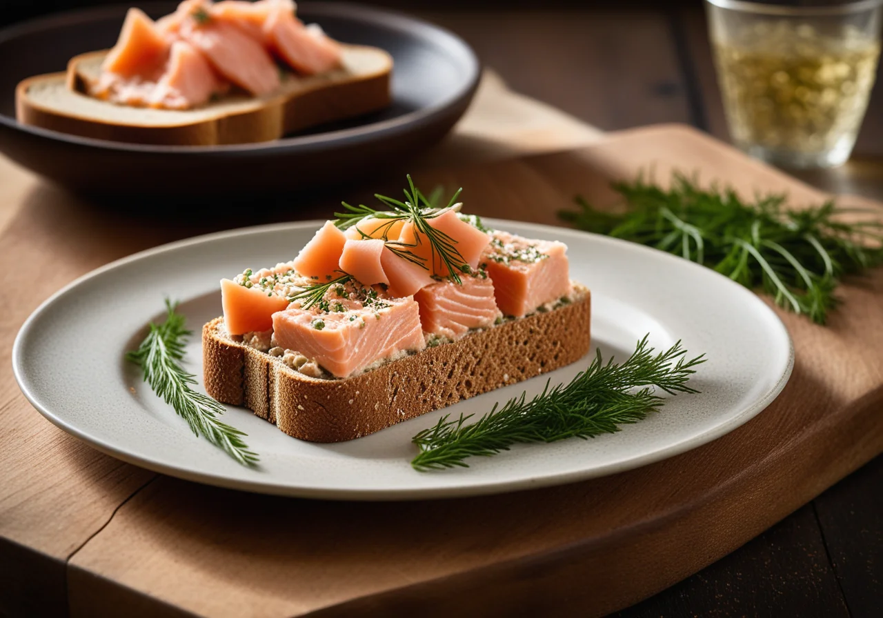 Whole Grain Bread with Salmon Bean Cream