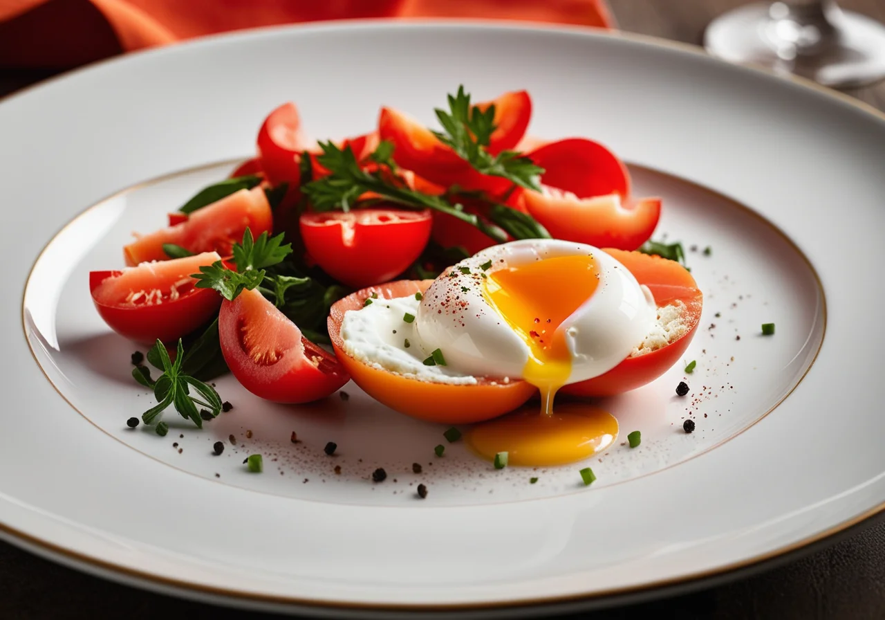 Poached Eggs with Pepper and Salmon