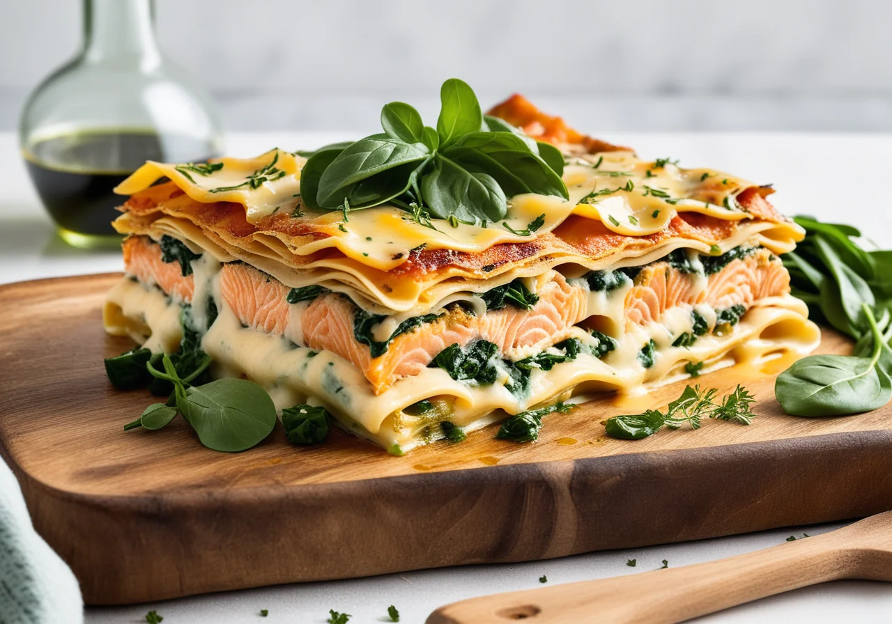 Salmon Lasagna with Spinach