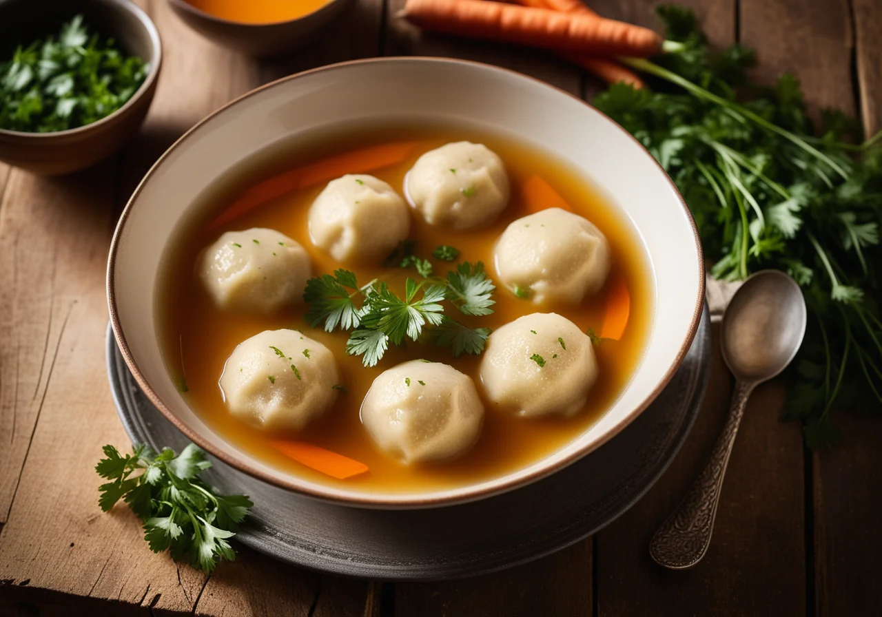Jewish Soup with Matzah Dumplings