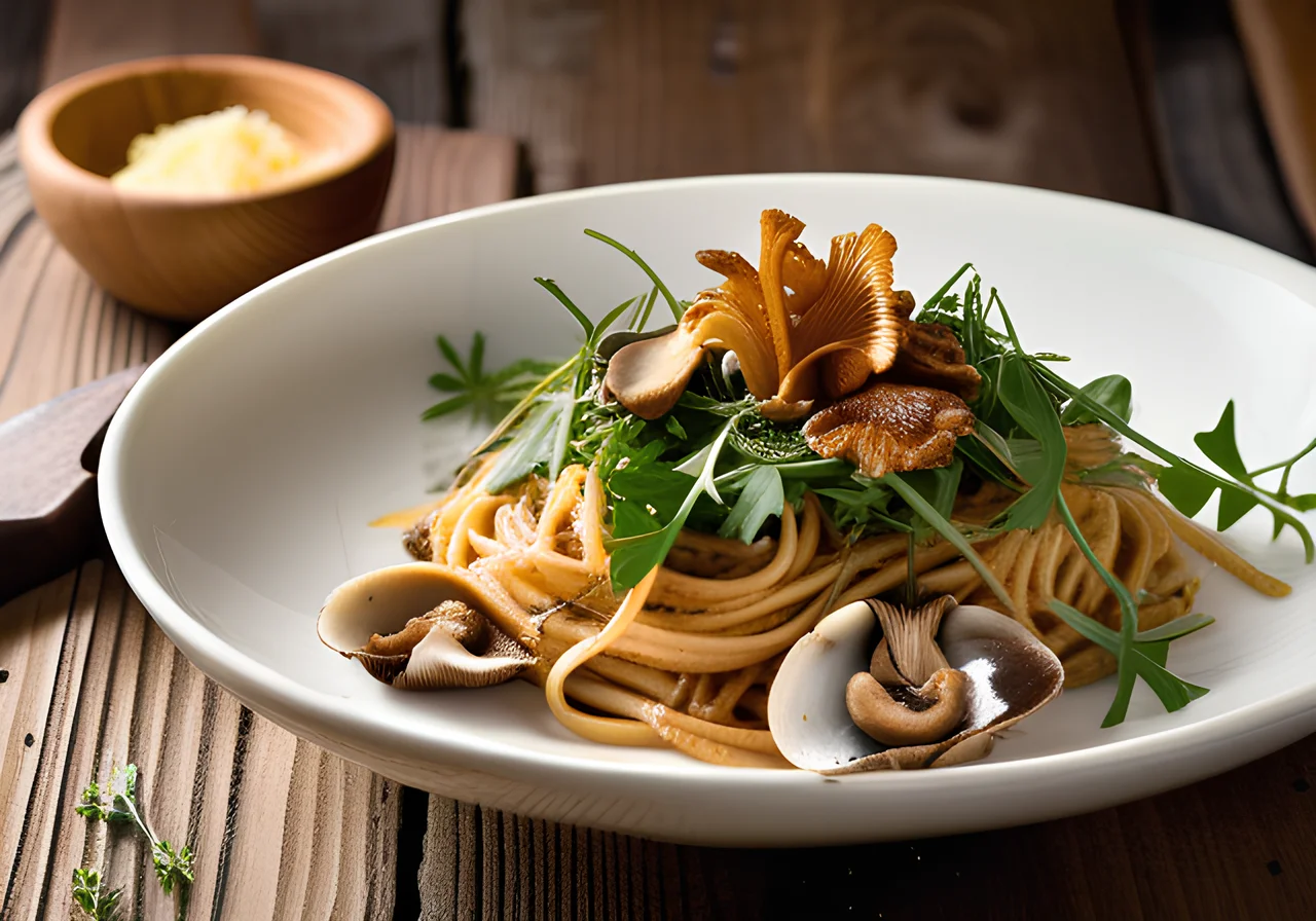 Whole Wheat Spaghetti with Mushrooms and Parmesan