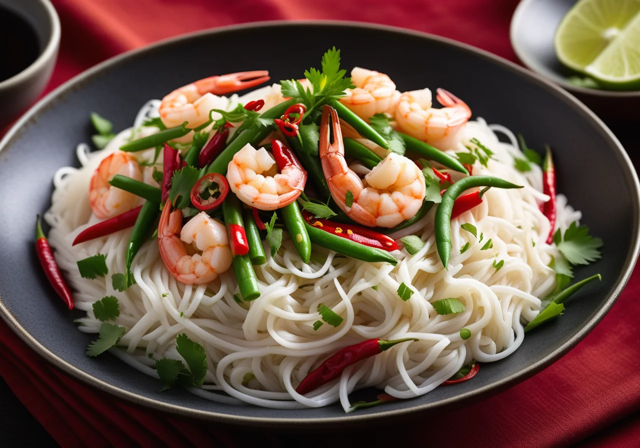 Rice Noodles with Shrimp and Bean Sprouts