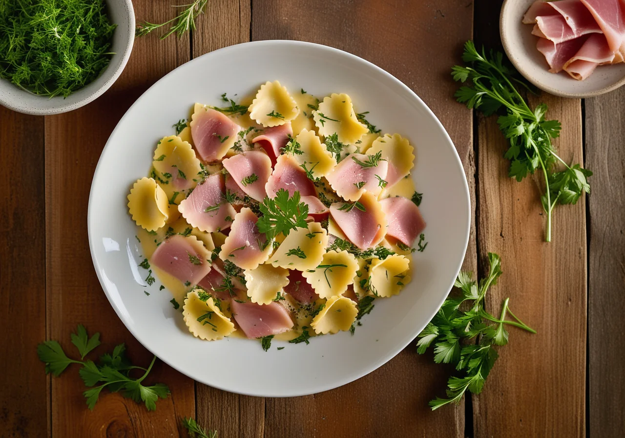 Pasta with Ham and Herb Cream Sauce