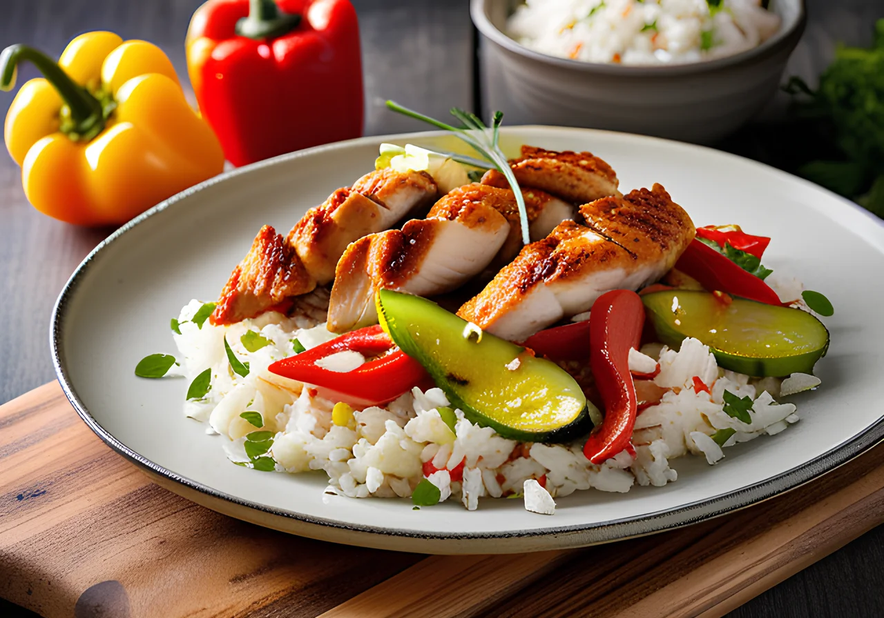 Chicken and Rice Skillet with Bell Pepper