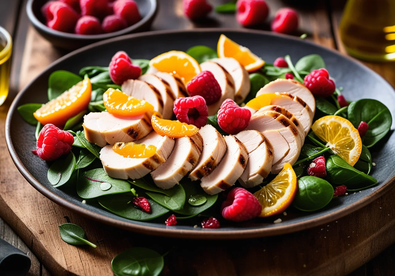 Chicken Breast Fillet with Spinach and Raspberries