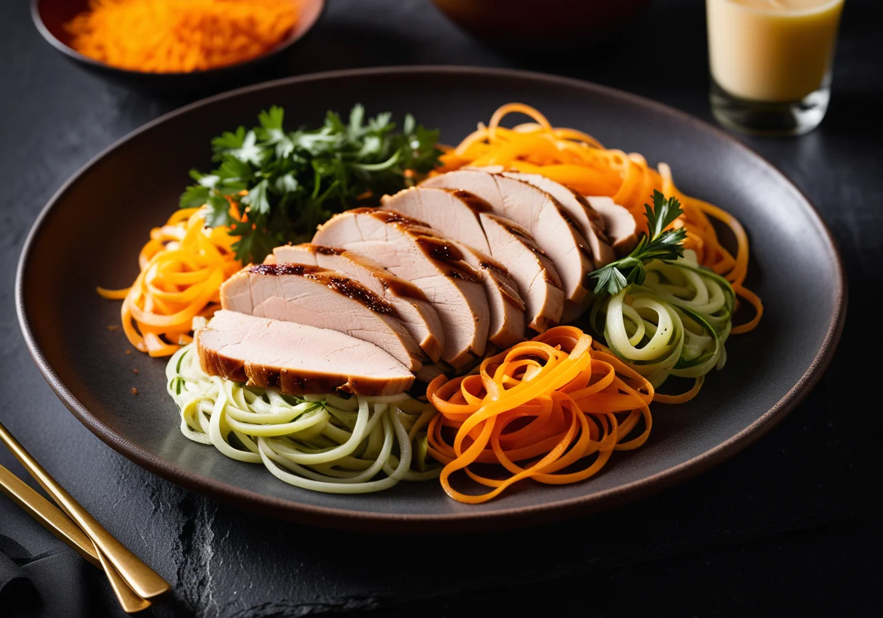 Brined Turkey Breast with Vegetable Ribbon Noodles