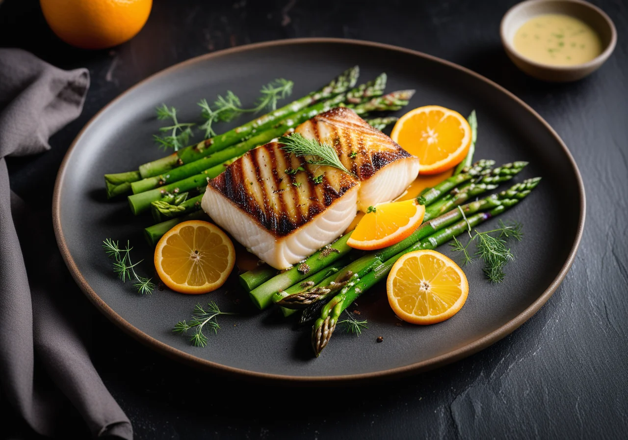 Pike Perch with Orange Sauce and Asparagus
