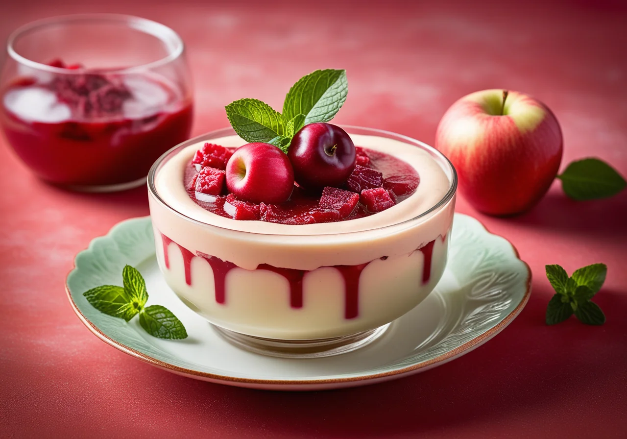 Apple-Rhubarb Compote with Cinnamon Cream