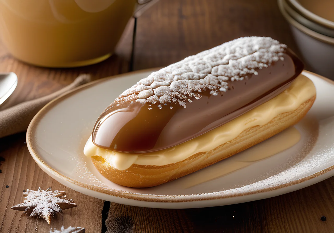 Eclairs with Coffee Cream and Caramel