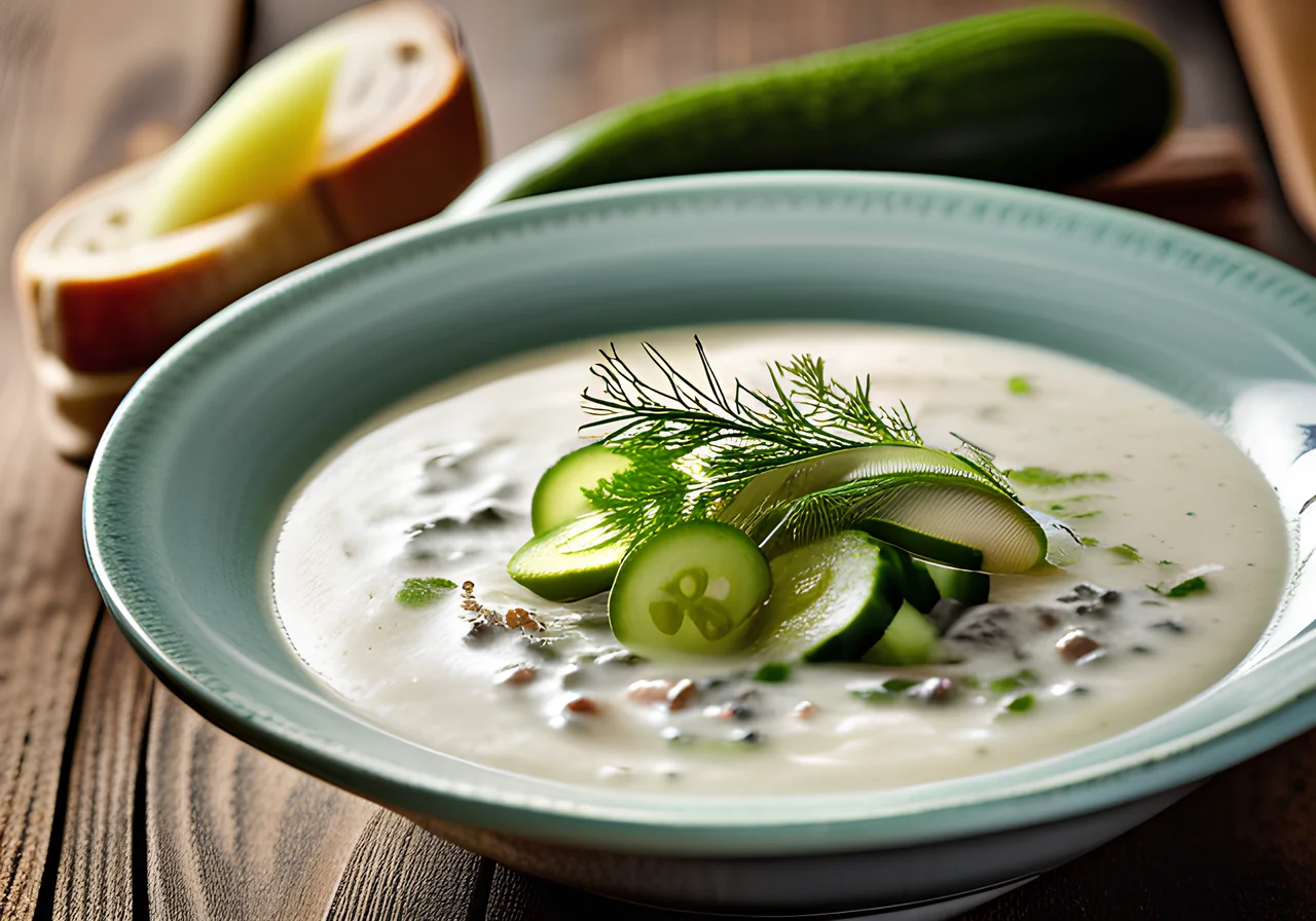Cold Yogurt Soup with Smoked Trout