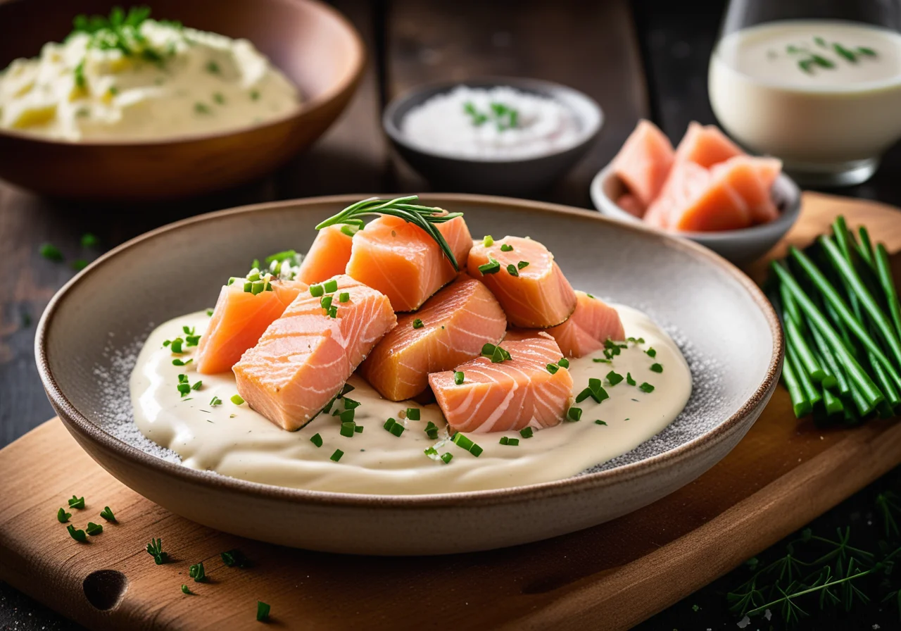 Oven Potatoes with Salmon and Crème Fraîche