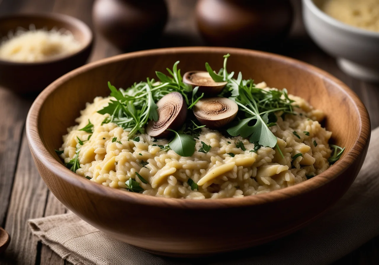 Risotto with Mushrooms and Arugula