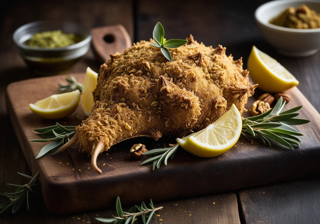 Baked Anglerfish with Herb Walnut Crust