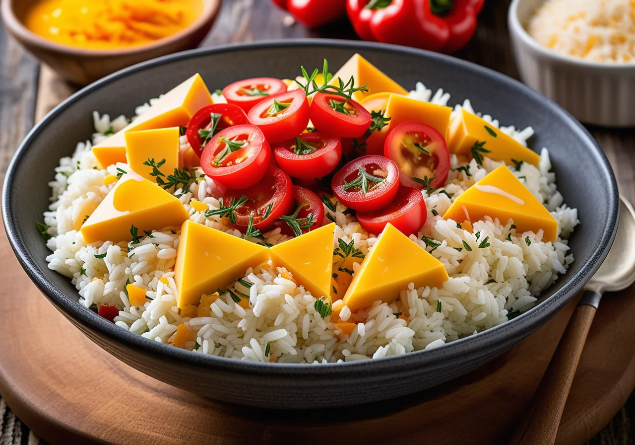 Paprika Cheese Salad with Rice