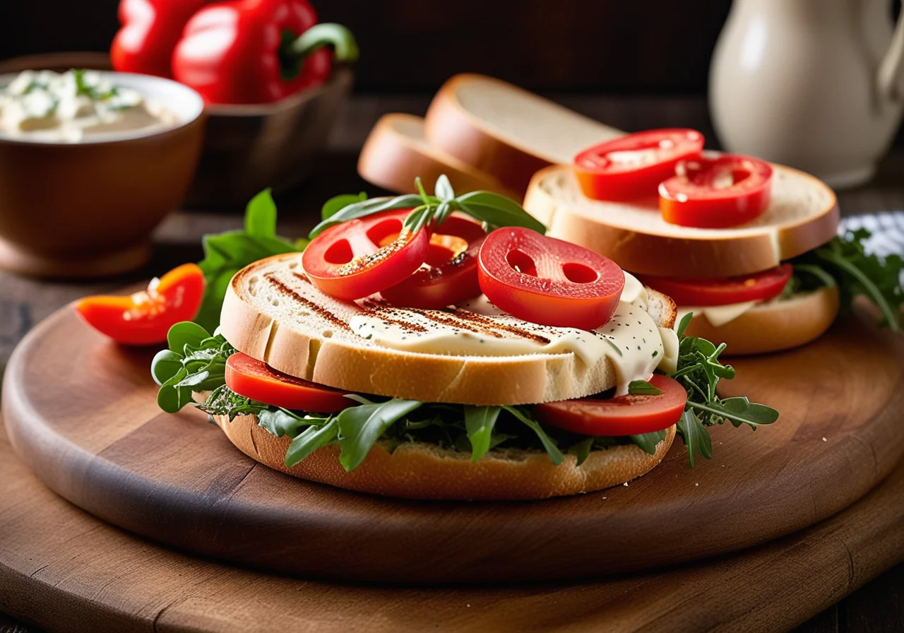 Bagels with Chicken and Bell Pepper