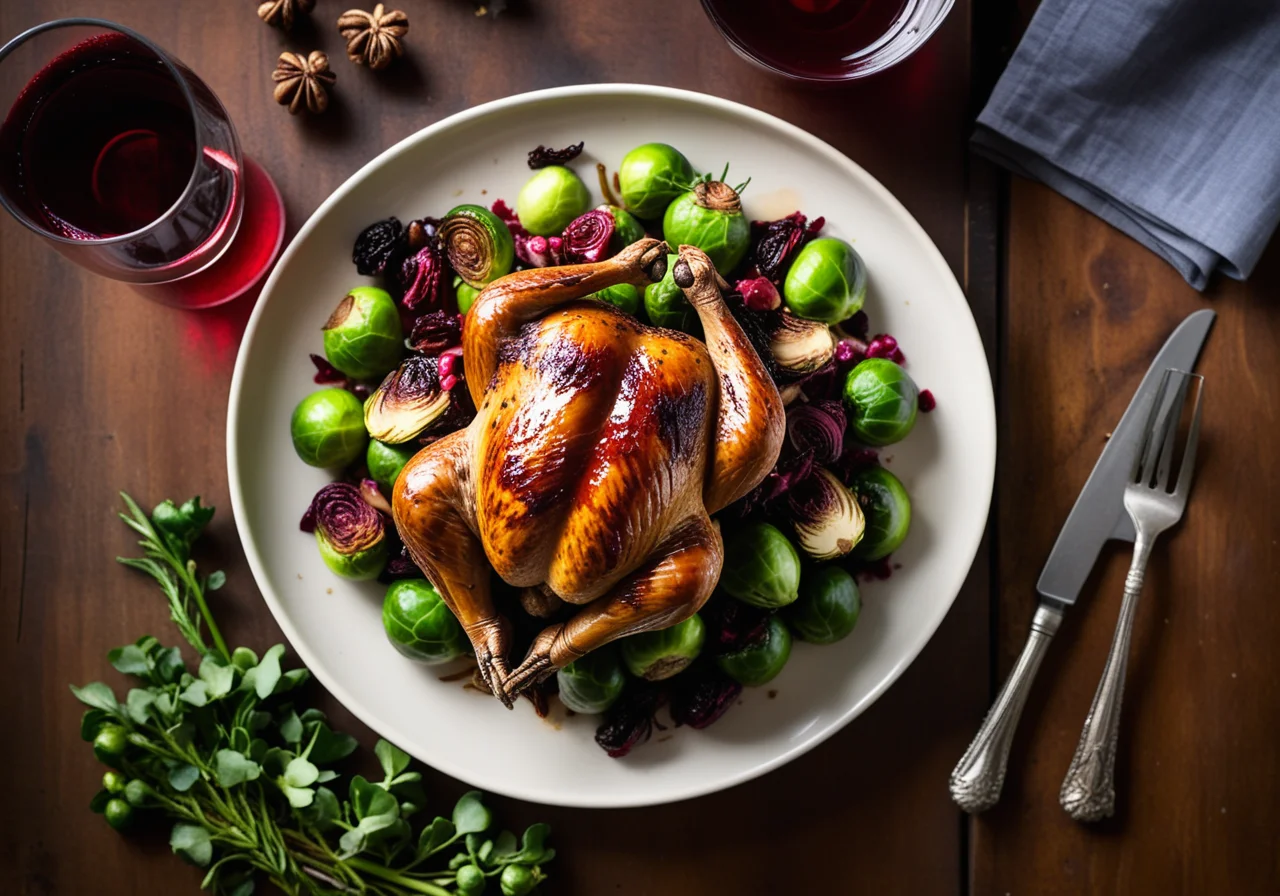 Roasted Quails with Brassicas