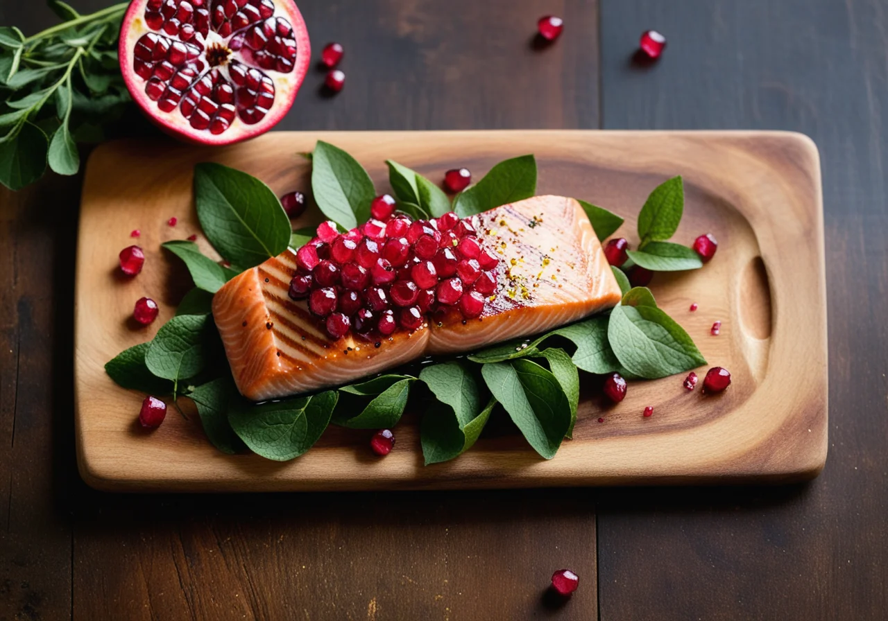Salmon Steak with Pomegranate Seeds