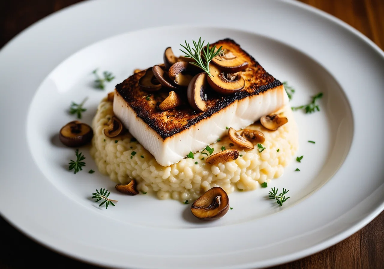 Halibut with Mushrooms