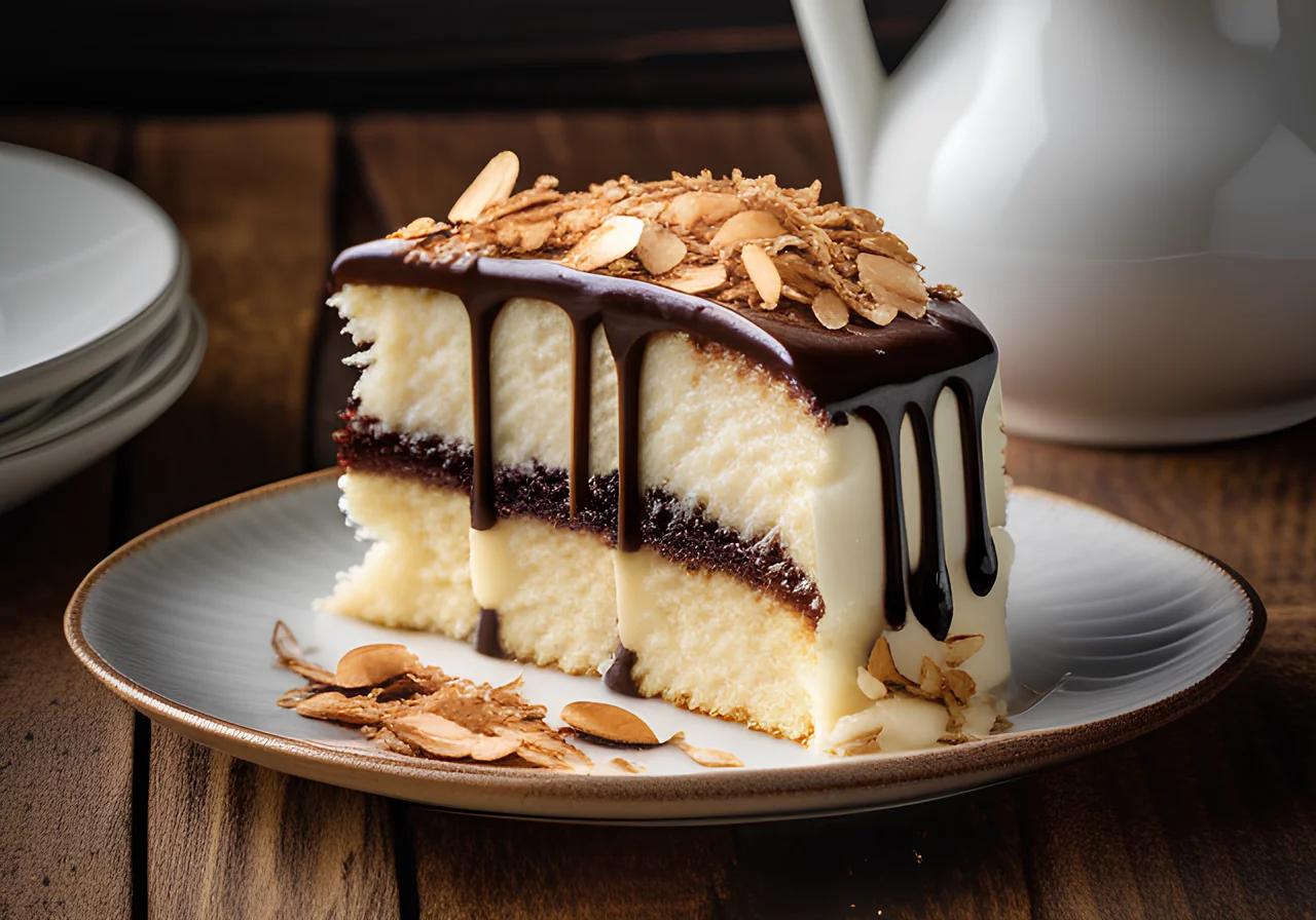 Coconut Cream Cake with Chocolate Base