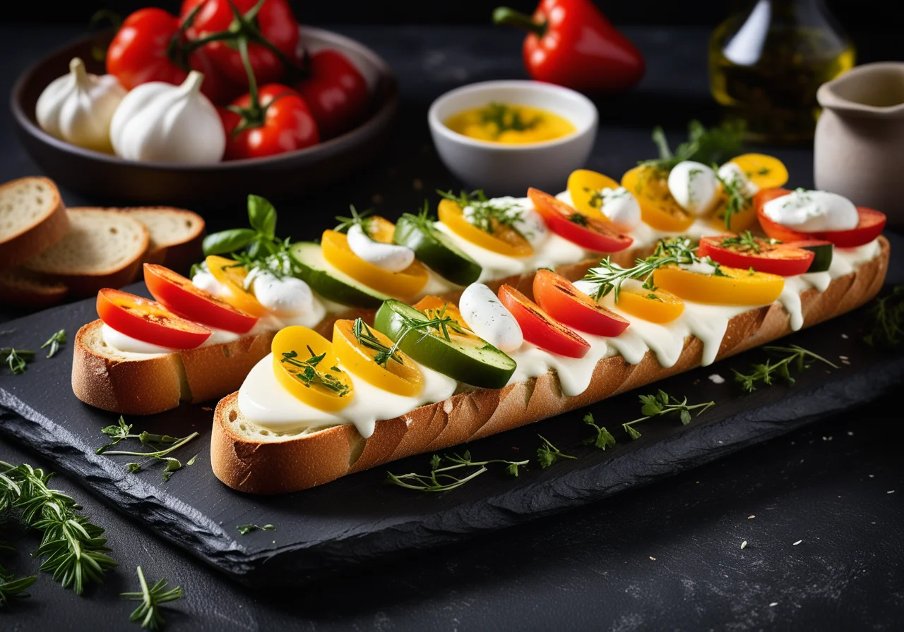 Baked Vegetable Baguette Slices