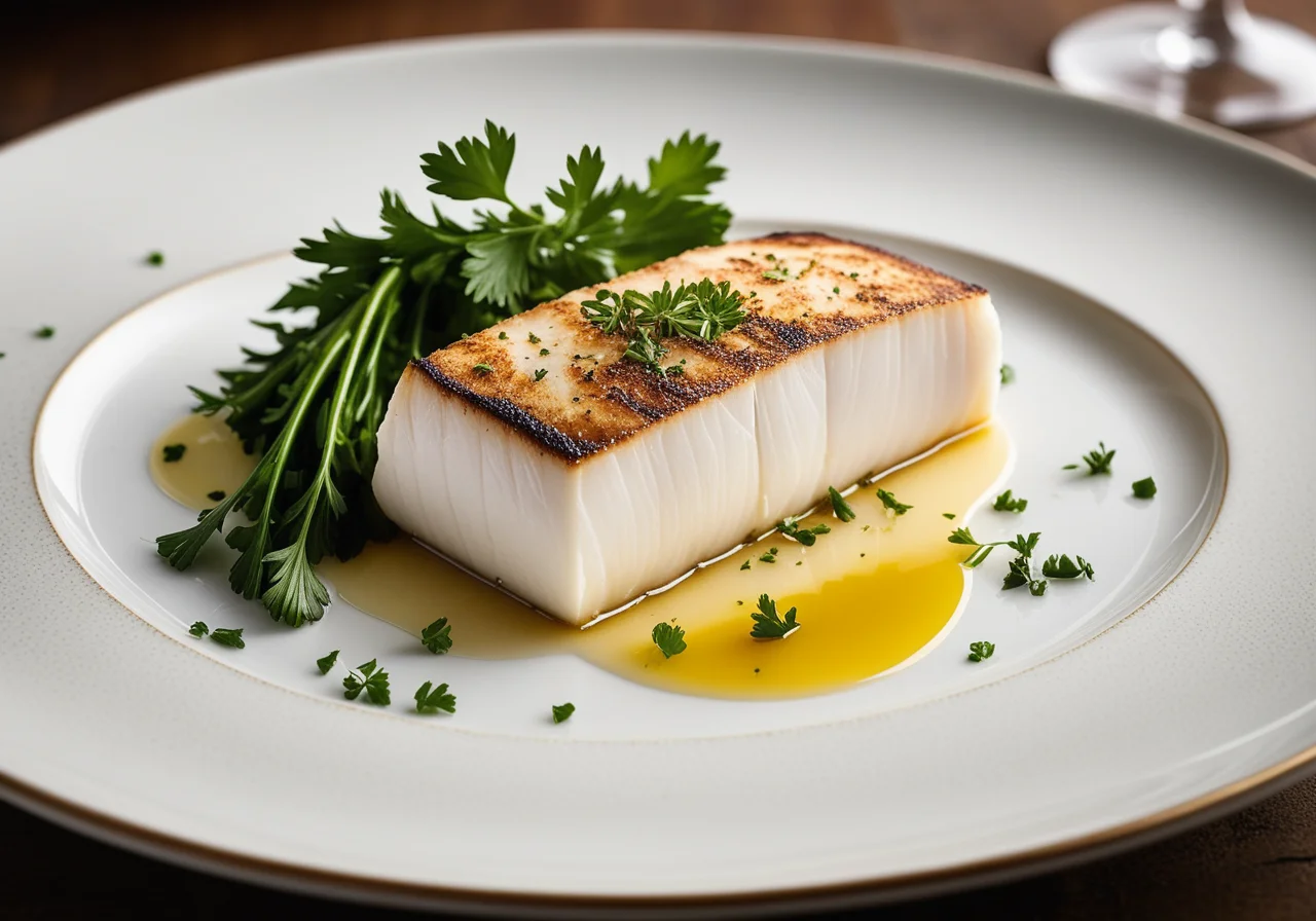 Halibut fillet with herbs