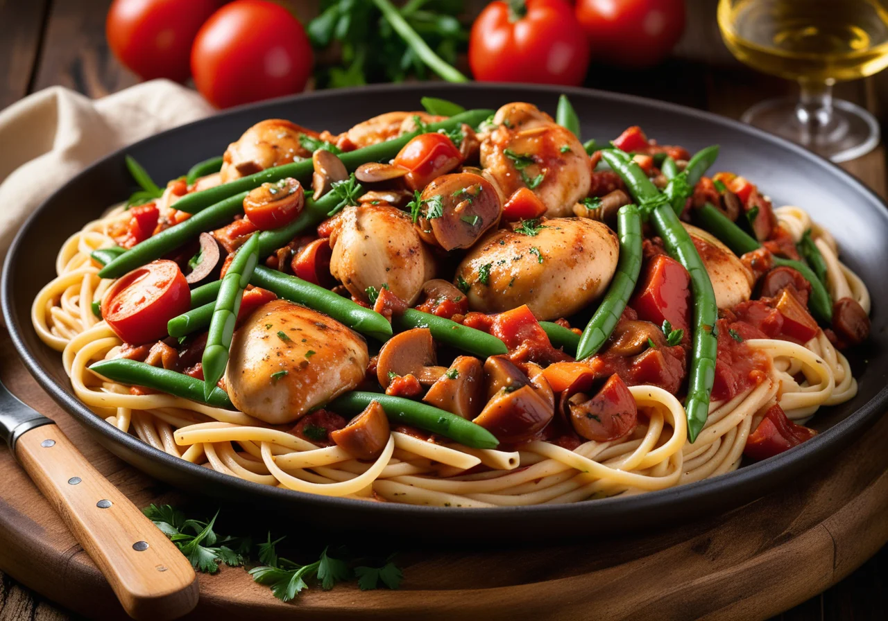 Chicken Cacciatore with Linguini